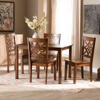 Baxton Studio RH340C-Walnut-5PC Dining Set Baxton Studio Nicolette Modern and Contemporary Walnut Brown Finished Wood